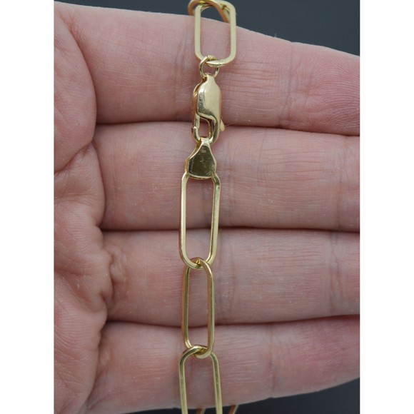 Real 14K Solid Yellow Gold 7.7mm Paperclip Link 7.5" Charm Bracelet 3.4gram - Picture 3 of 7
